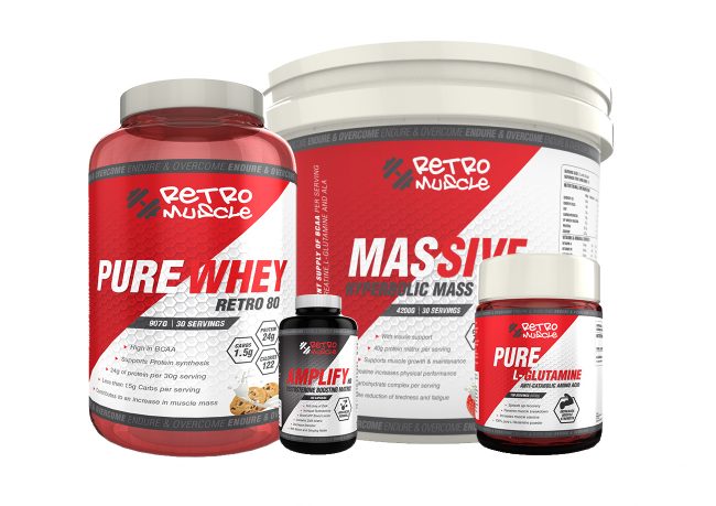 Product Packaging Retro Muscle Bespoke Sports Supplements to fulfil any active lifestyle