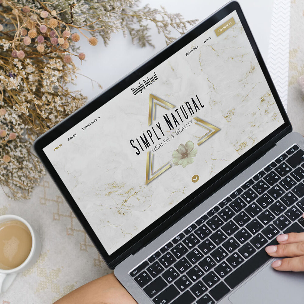 Woman using a laptop mockup